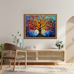 Frameless Eternal Bloom Vibrant Mosaic Tree Glass Art – Abstract Glass Painting for Wall Décor