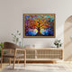 Frameless Eternal Bloom Vibrant Mosaic Tree Glass Art – Abstract Glass Painting for Wall Décor
