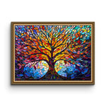 Frameless Eternal Bloom Vibrant Mosaic Tree Glass Art – Abstract Glass Painting for Wall Décor
