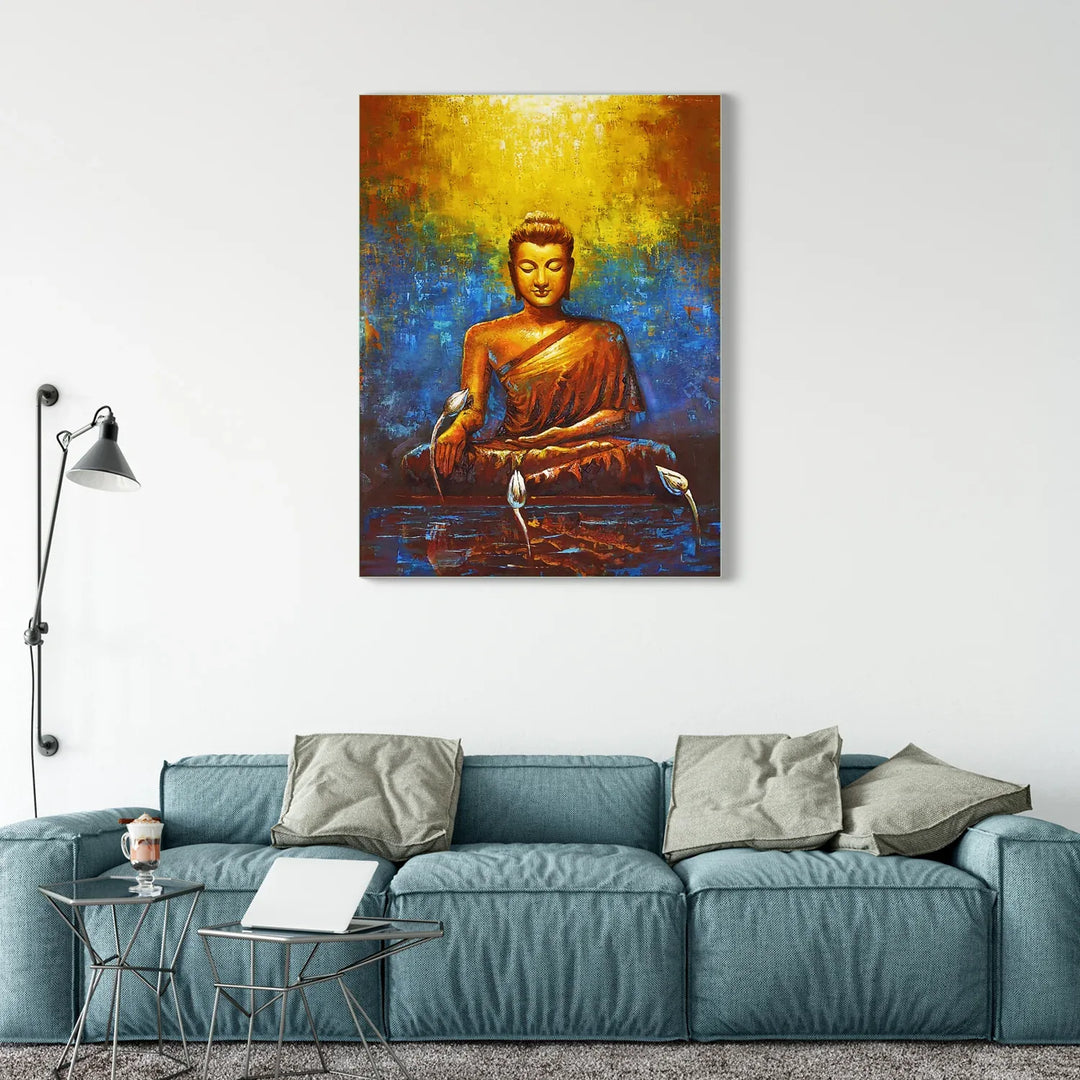 Soulful Wall Painting of Buddha for Home, Living Room – Flair Glass