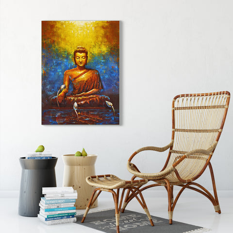Beautiful Wall Painting of Gautam Buddha for Home, Living Room – Flair Glass