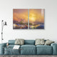 Antique Wave Abstract Colorful Wall Painting for Living Room: Fan Art of Seascape