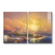 Antique Wave Abstract Colorful Wall Painting for Living Room: Fan Art of Seascape