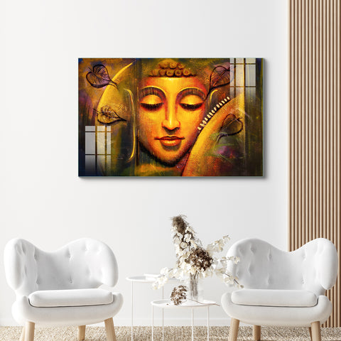 Beautiful Wall Painting of Gautam Buddha for Home, Living Room – Flair Glass