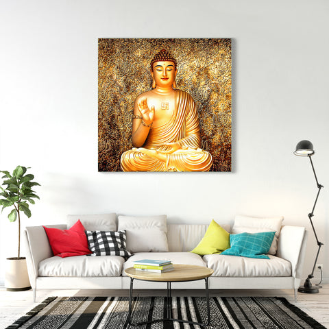 Frameless Golden Buddha Wall Painting for Home