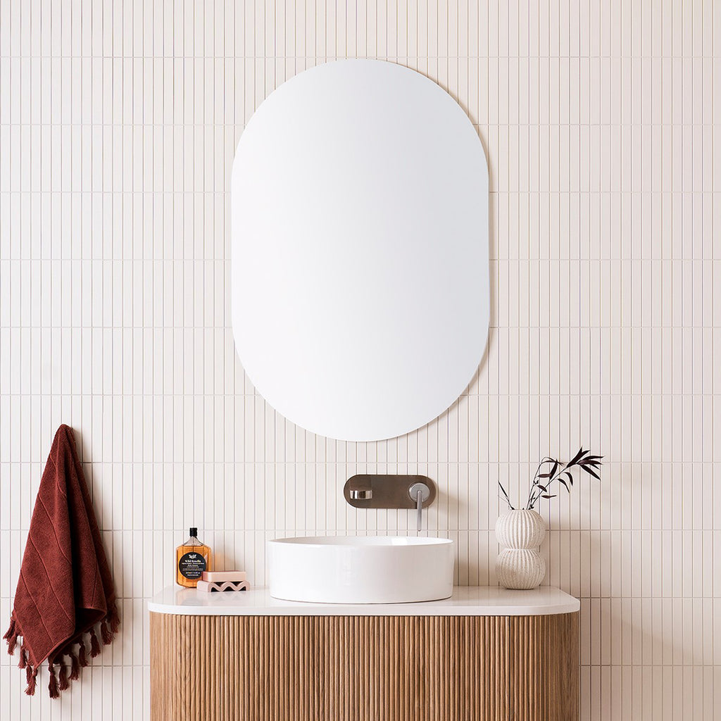 Frameless Capsule Mirror for Bathroom Flair Glass