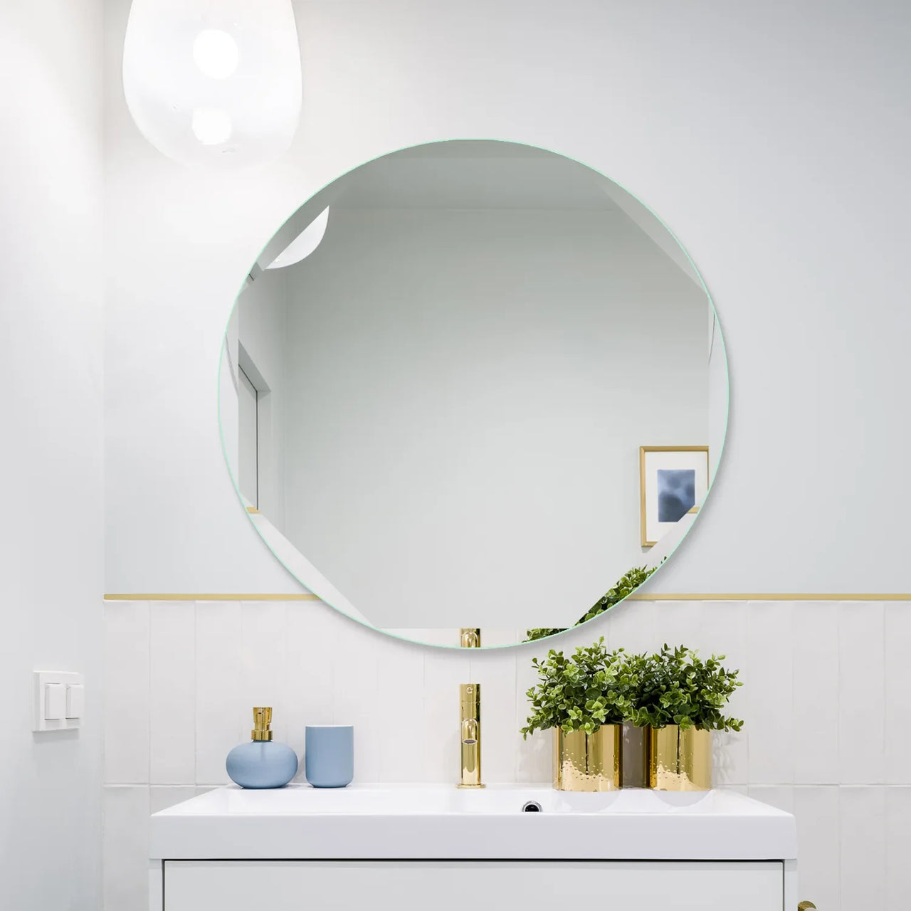 Round Octa Beveled Bathroom Frameless Mirror – Flair Glass