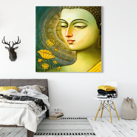 Frameless Wall Painting for Home: Vintage Gautam Buddha