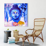 Frameless Beautiful Wall Painting for Home: Gautam Buddha Light Blue Shades