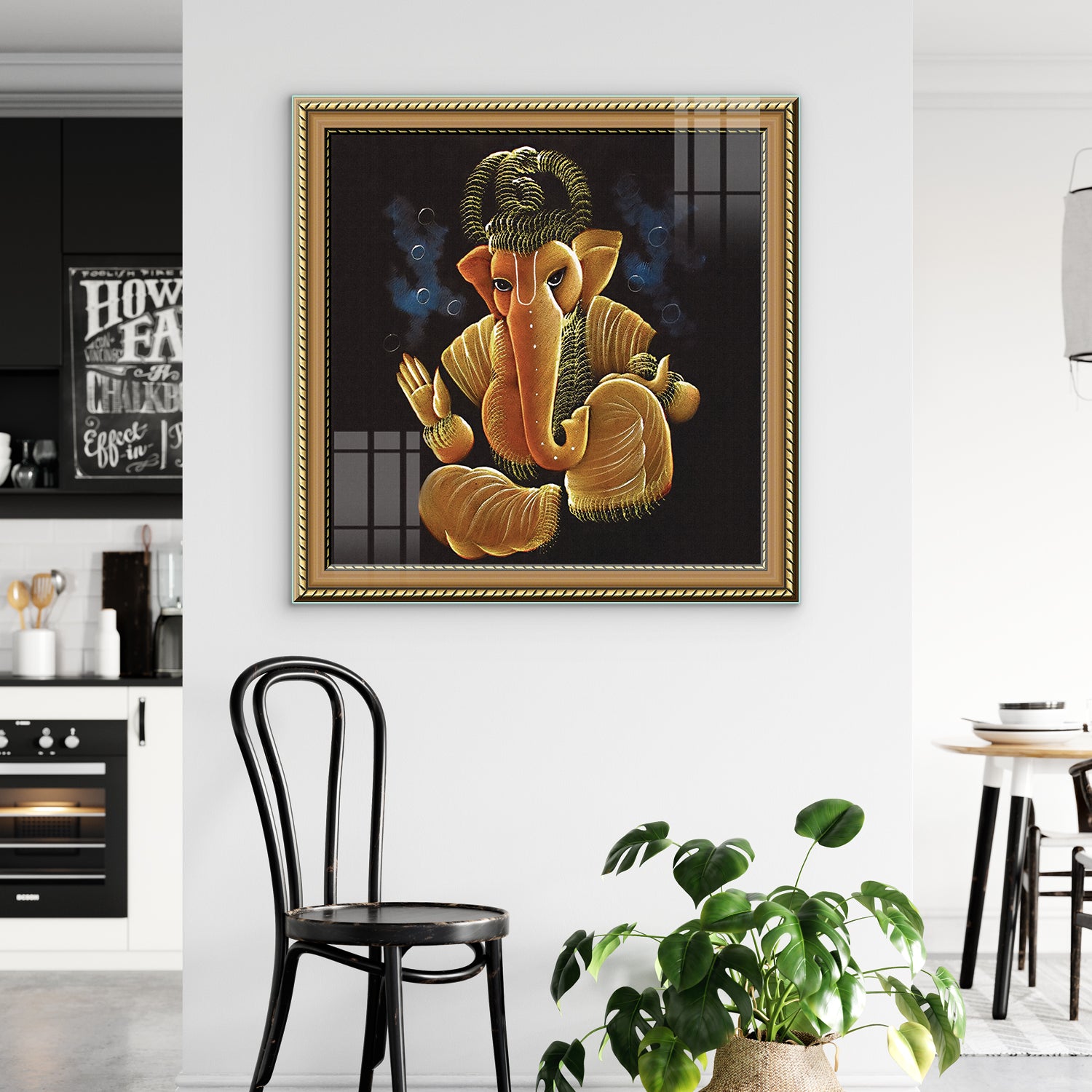 Glass Paintings Showcasing Lord Ganesh Ji With Stunning Golden Border ...