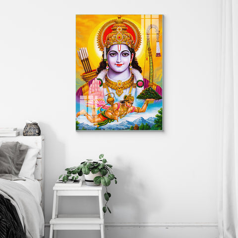 Glass Wall Paintings of Lord Shree Rama and Lord Hanuman Ji for Home Decor