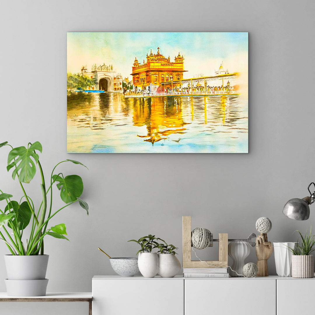 Beautiful Wall Painting of Golden Temple, Shri Harmandir Sahib for Home ...