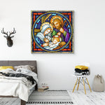 Frameless Beautiful Wall Painting for Home: Holy Family Stained Design Glass Paintings