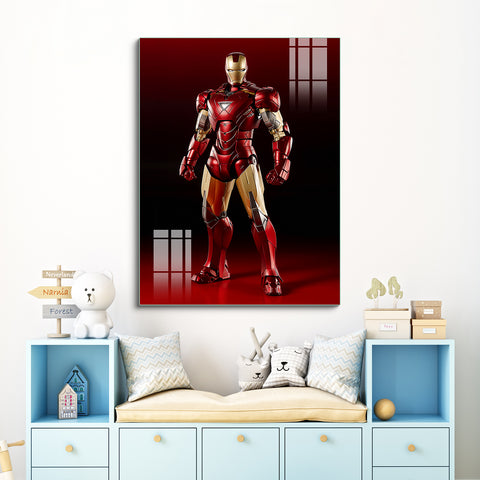 Frameless Beautiful Glass Wall Painting for Home: IRON MAN MARK 35