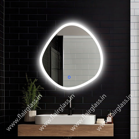 Irregular LED Mirror for Bathroom, LED Lighted Wavy Wall Mirror, Front Edge Lit Mirror