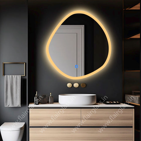 Irregular LED Mirror for Bathroom, LED Lighted Wavy Wall Mirror, Front Edge Lit Mirror