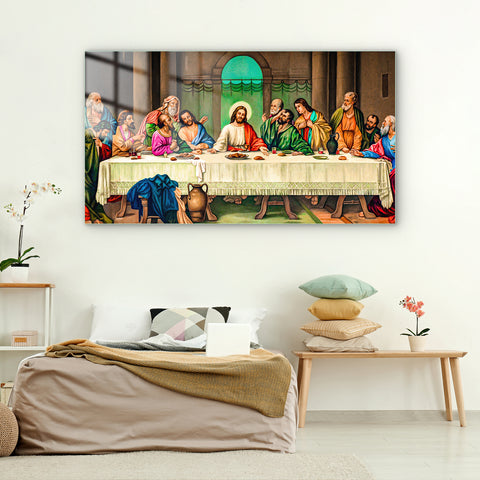 Jesus Christ With Friend - The Last Supper - Painting On Glass