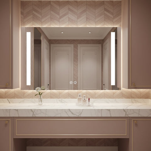 Rectangular Bathroom LED Mirror- Moon Illuminated Front lit - Natural White Light