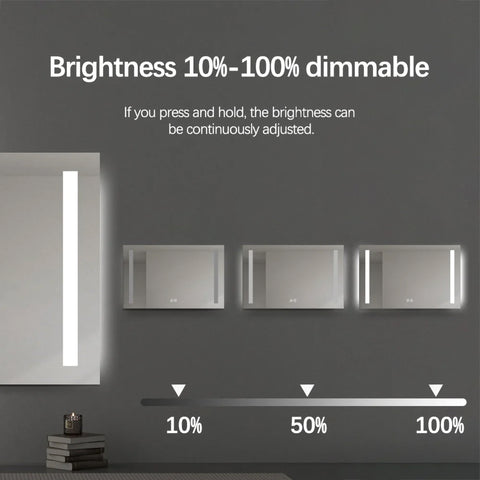 Rectangular Bathroom LED Mirror- Moon Illuminated Front lit - Natural White Light