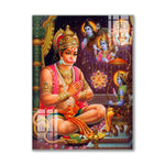 Load Shree Hanuman Ji with Lord Rama, Shiva Ji and Vishnu Ji Glass wall paintings for Home wall decor