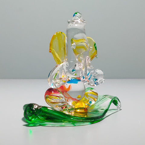 Crystal Clear Glass Decorative Showpiece for Home Decor Gift Items (Lord Ganesh Ji)
