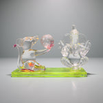 Crystal Clear Glass Decorative Showpiece for Home Decor Gift Items (Lime Lord Ganesh ji with Mushakraj)