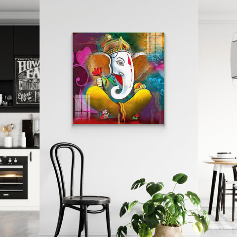 Lord Ganesh Modern Abstract Colourful Painting for Home & Office Decor