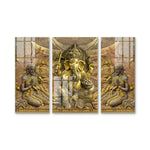 Lord Ganesha Multiframe Paintings for Home & Office Decor- Set Of 3pcs