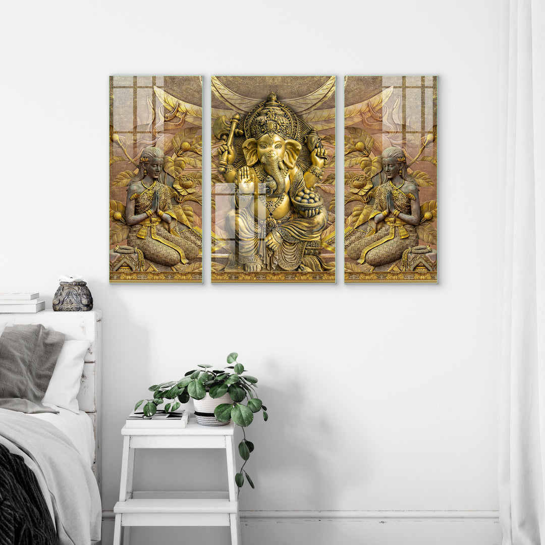 Lord Ganesha Multiframe Paintings for Home & Office Decor- Set Of 3pcs ...