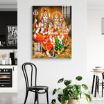 Lord Shiva Family Glass Wall Painting for Home Decor