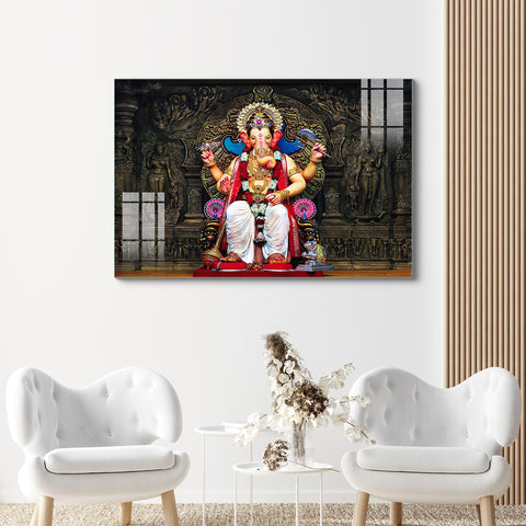 Beautiful Wall Painting for Home: Magnificent Lord Ganesha Oil Painting