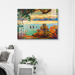 Abstract Wall Painting for Home: Modern Abstract  Forest and Lake Art