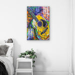 Modern Multicolour Acoustic Guitar Glass Abstract Painting