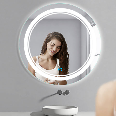 Moon Disc Duo Edged - LED Mirror for Bathroom - Natural White Light - Round