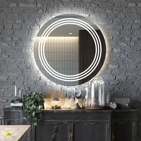 Moon Disc Trio Edged - LED Bathroom Mirror - Natural White Light - Round