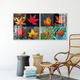 Beautiful Multiple Frame Colorful Wall Painting for Living Room: Multicolor Maple modular Leaf Arts