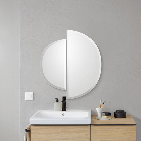 Frameless Semi Circle Beveled Mirror for Living Room & Bathroom