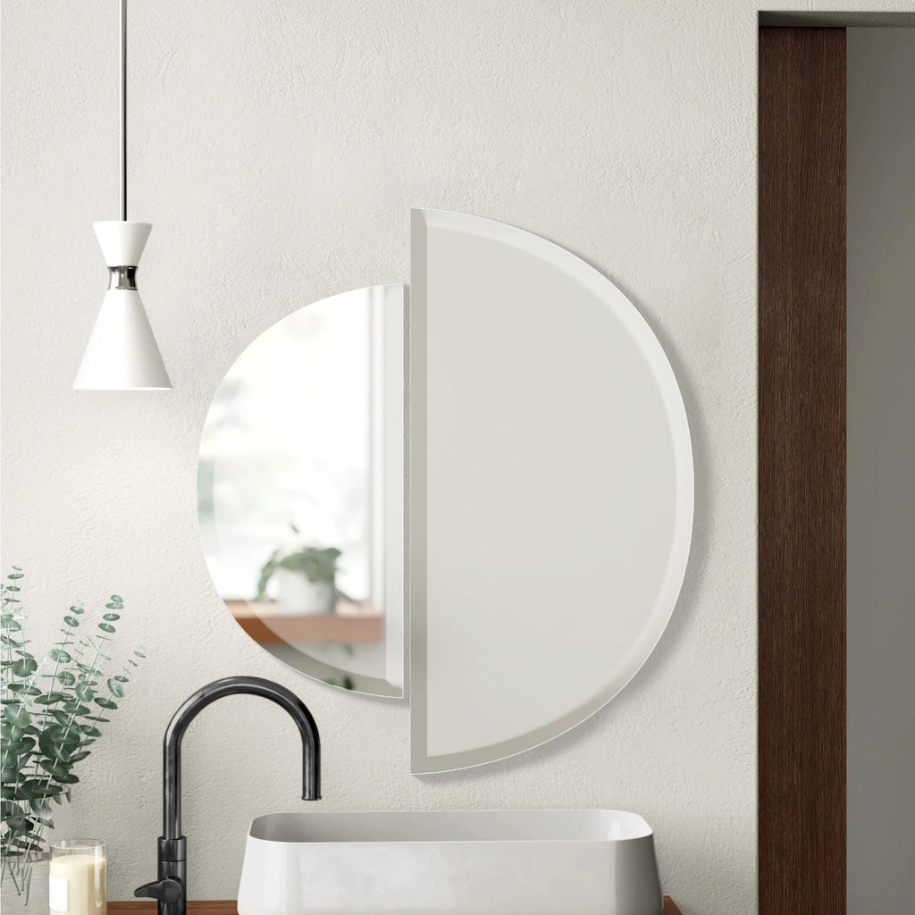 Frameless Semi Circle Beveled Mirror for Living Room & Bathroom