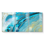 Beautiful Abstract Multi Frame Colorful Wall Painting for Living Room: Oceanic Blue Rush
