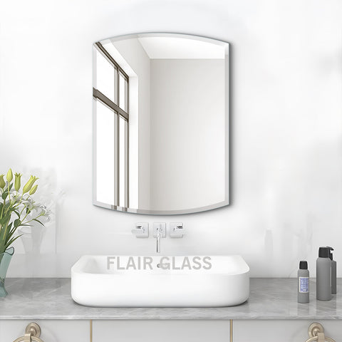 Rectangular Oval Beveled Wall Mirror | Perfect for Bathroom, Washbasin, Bedroom & Wall Mount