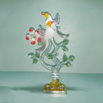 Crystal Clear Glass Decorative Showpiece for Home Decor Gift Items(Yellow Pigeon with Yellow stand