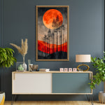 Radiant Twilight Forest Abstract Tree Glass Art with Vibrant Hues