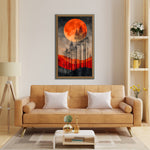 Radiant Twilight Forest Abstract Tree Glass Art with Vibrant Hues