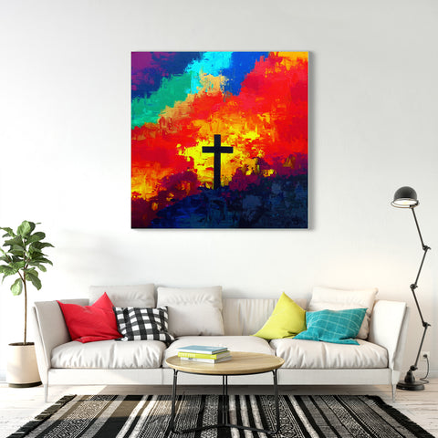 Realistic Modern Jesus Paintings - Cross-Cloud Oil Texture Painting