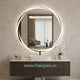 Round LED Bathroom Mirror | Frameless Dimmable Vanity Led Mirror with Whirlwind Frosted Edge | Modern Wall-Mounted LED Makeup Mirror