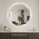 Round LED Bathroom Mirror | Frameless Dimmable Vanity Led Mirror with Whirlwind Frosted Edge | Modern Wall-Mounted LED Makeup Mirror