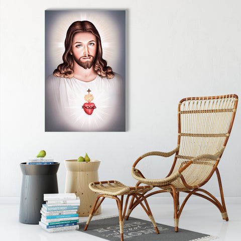 The Beautiful Sacred Heart Jesus Christ Tempered Glass Wall Paintings