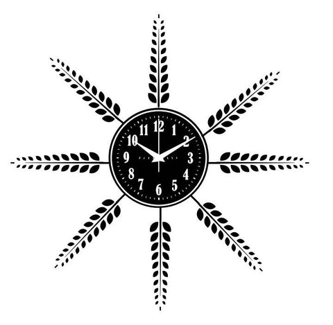 Matte Balck Leaf Analog Clock