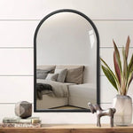 Semi Rectangular Matte Black Framed Mirror