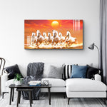 Seven Horses Painting for Vastu | Golden Sunrise Wall Art for Home & Office Decor